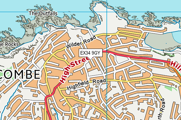 EX34 9GY map - OS VectorMap District (Ordnance Survey)