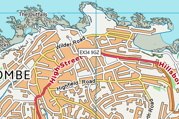 EX34 9GZ map - OS VectorMap District (Ordnance Survey)