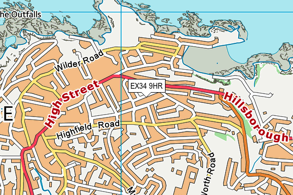 EX34 9HR map - OS VectorMap District (Ordnance Survey)