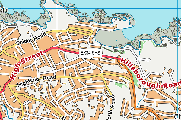 EX34 9HS map - OS VectorMap District (Ordnance Survey)