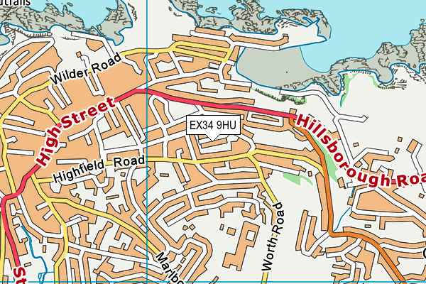 EX34 9HU map - OS VectorMap District (Ordnance Survey)