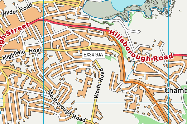 EX34 9JA map - OS VectorMap District (Ordnance Survey)