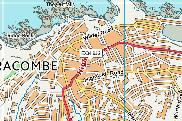 EX34 9JG map - OS VectorMap District (Ordnance Survey)