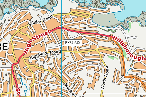 EX34 9JX map - OS VectorMap District (Ordnance Survey)