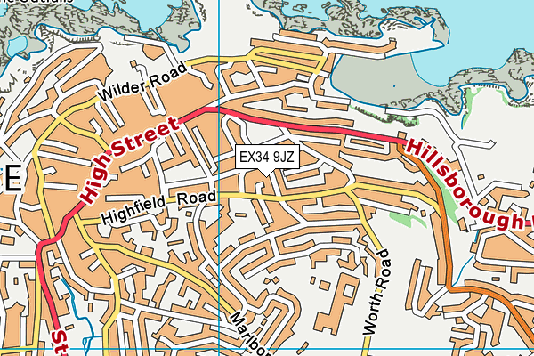 EX34 9JZ map - OS VectorMap District (Ordnance Survey)