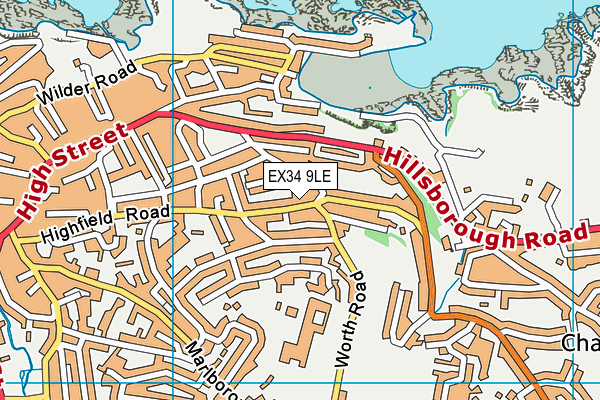 EX34 9LE map - OS VectorMap District (Ordnance Survey)