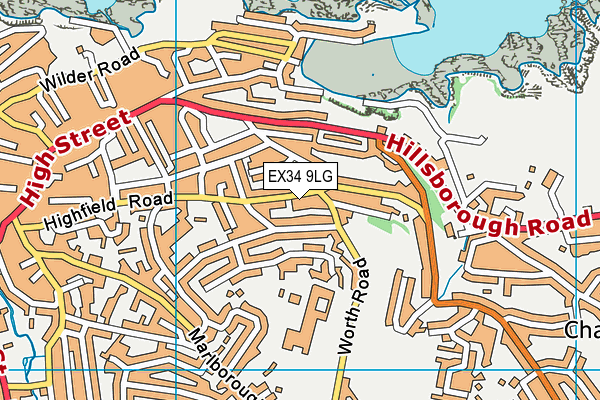 EX34 9LG map - OS VectorMap District (Ordnance Survey)