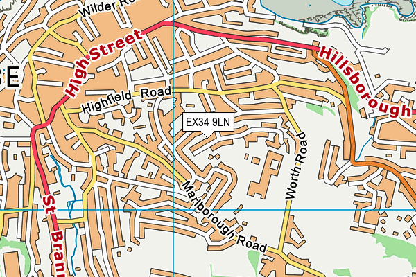 EX34 9LN map - OS VectorMap District (Ordnance Survey)