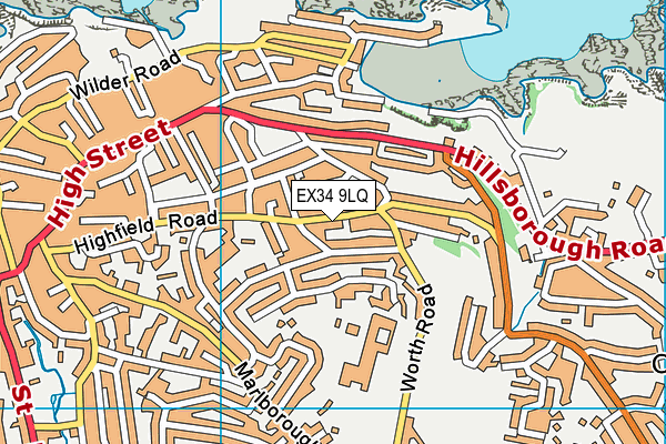 EX34 9LQ map - OS VectorMap District (Ordnance Survey)