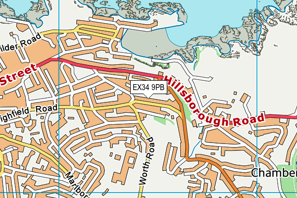 EX34 9PB map - OS VectorMap District (Ordnance Survey)