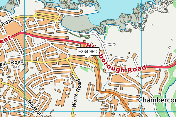 EX34 9PD map - OS VectorMap District (Ordnance Survey)