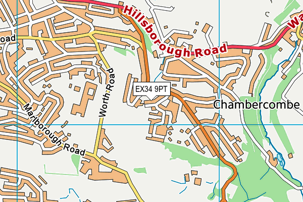 EX34 9PT map - OS VectorMap District (Ordnance Survey)