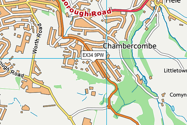 EX34 9PW map - OS VectorMap District (Ordnance Survey)