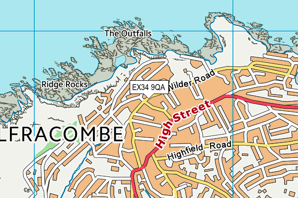 EX34 9QA map - OS VectorMap District (Ordnance Survey)