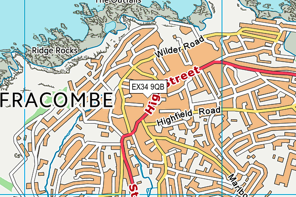 EX34 9QB map - OS VectorMap District (Ordnance Survey)