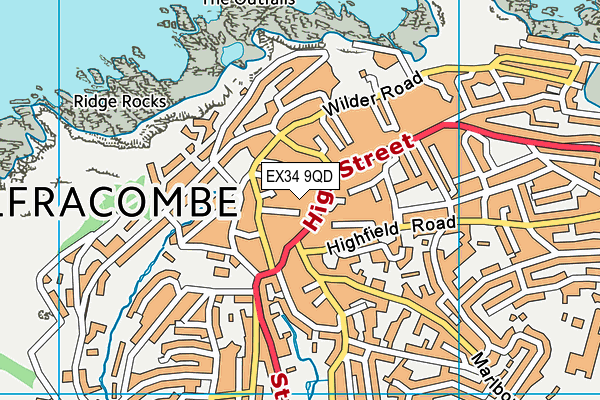 EX34 9QD map - OS VectorMap District (Ordnance Survey)