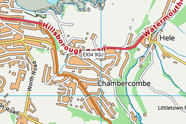 EX34 9QU map - OS VectorMap District (Ordnance Survey)