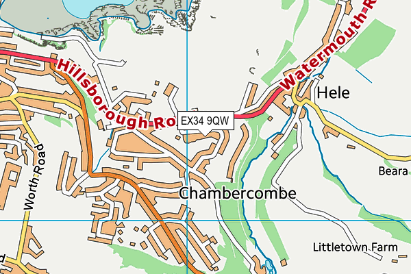 EX34 9QW map - OS VectorMap District (Ordnance Survey)