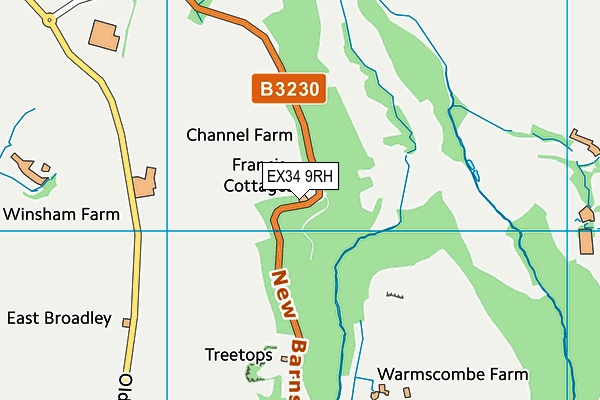 EX34 9RH map - OS VectorMap District (Ordnance Survey)