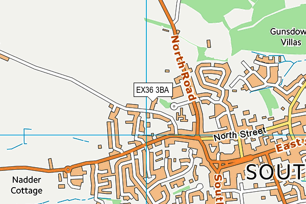 South Molton Community Primary School map (EX36 3BA) - OS VectorMap District (Ordnance Survey)