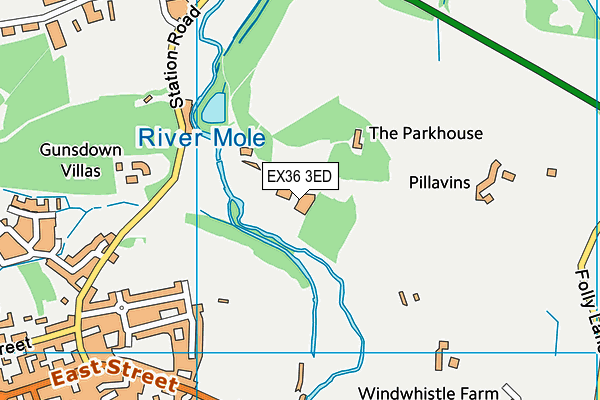 EX36 3ED map - OS VectorMap District (Ordnance Survey)