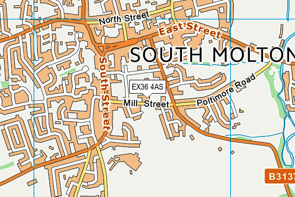 Ymca South Molton Youth Club map (EX36 4AS) - OS VectorMap District (Ordnance Survey)