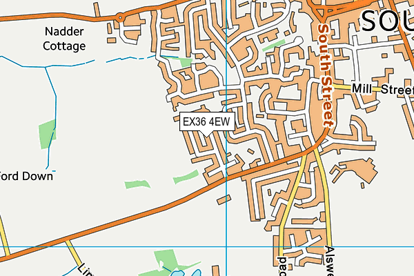 EX36 4EW map - OS VectorMap District (Ordnance Survey)