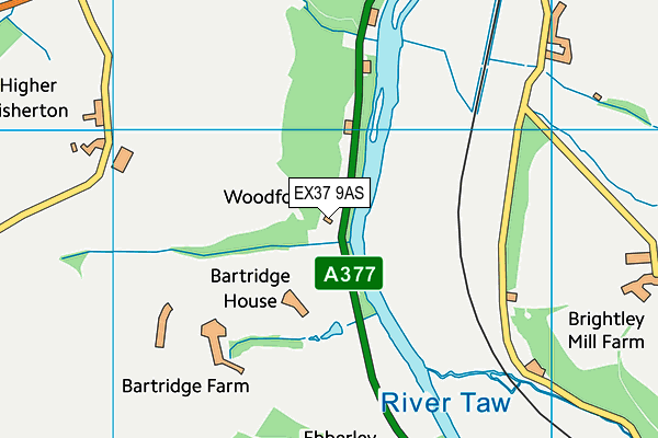 EX37 9AS map - OS VectorMap District (Ordnance Survey)