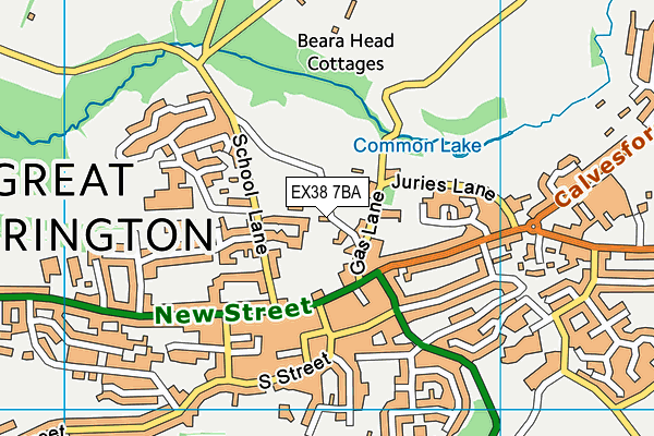 EX38 7BA map - OS VectorMap District (Ordnance Survey)