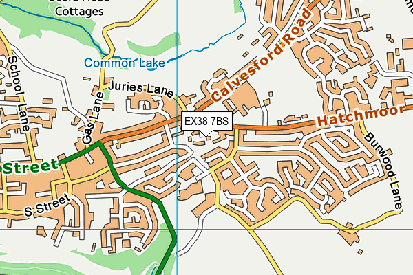 EX38 7BS map - OS VectorMap District (Ordnance Survey)