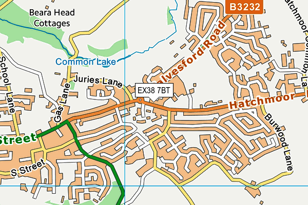 EX38 7BT map - OS VectorMap District (Ordnance Survey)