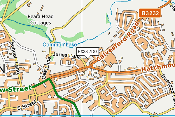 EX38 7DG map - OS VectorMap District (Ordnance Survey)