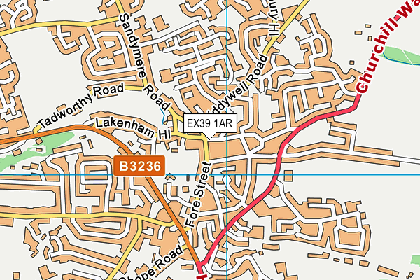 EX39 1AR map - OS VectorMap District (Ordnance Survey)