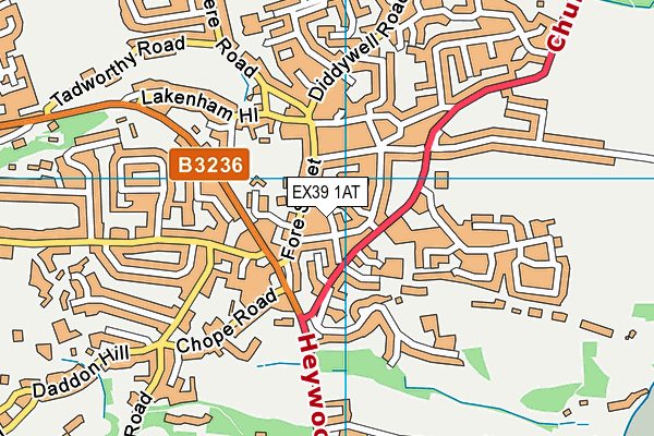 EX39 1AT map - OS VectorMap District (Ordnance Survey)