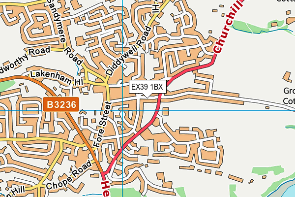 EX39 1BX map - OS VectorMap District (Ordnance Survey)