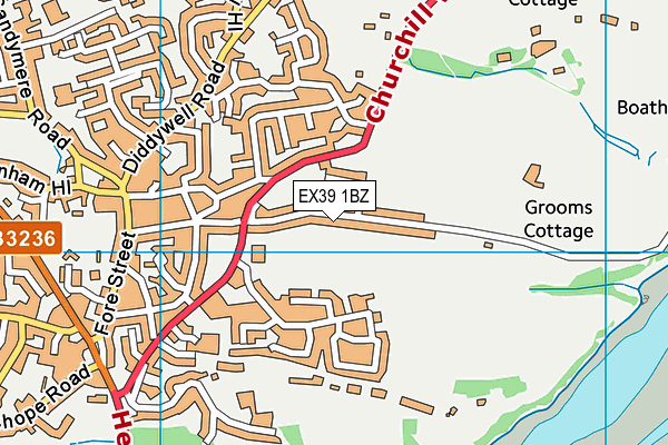 EX39 1BZ map - OS VectorMap District (Ordnance Survey)