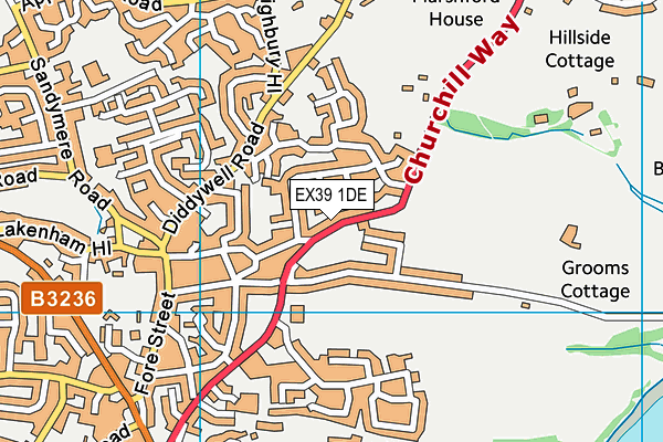 EX39 1DE map - OS VectorMap District (Ordnance Survey)