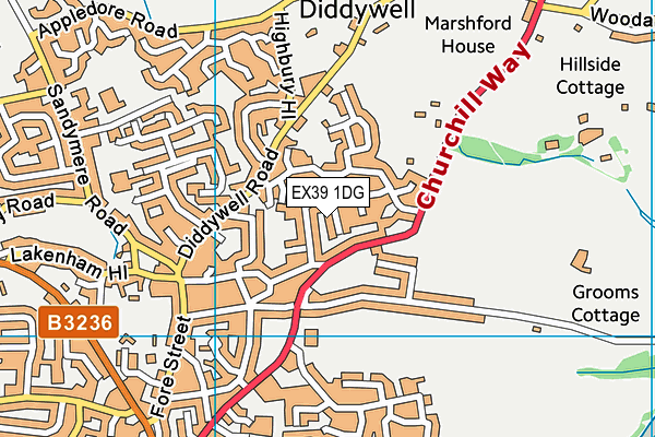 EX39 1DG map - OS VectorMap District (Ordnance Survey)