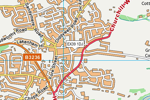 EX39 1DJ map - OS VectorMap District (Ordnance Survey)