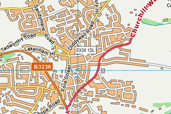 EX39 1DL map - OS VectorMap District (Ordnance Survey)