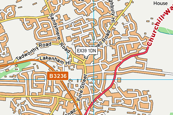 EX39 1DN map - OS VectorMap District (Ordnance Survey)