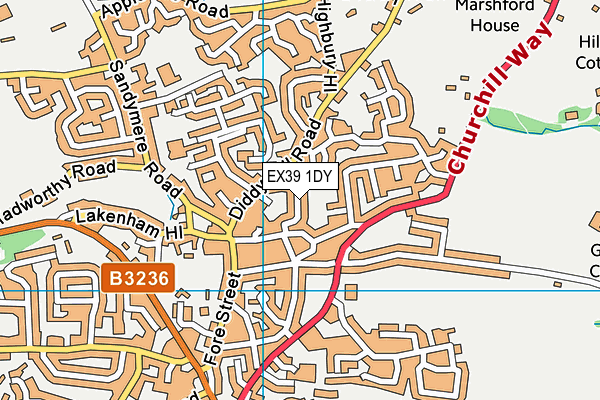 EX39 1DY map - OS VectorMap District (Ordnance Survey)