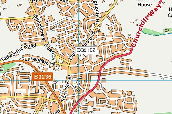 EX39 1DZ map - OS VectorMap District (Ordnance Survey)