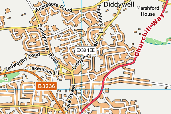 EX39 1EE map - OS VectorMap District (Ordnance Survey)