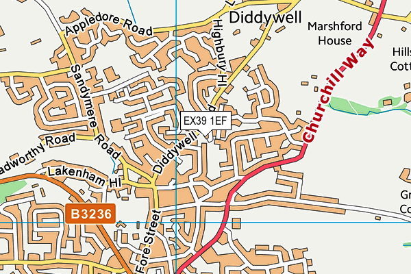 EX39 1EF map - OS VectorMap District (Ordnance Survey)