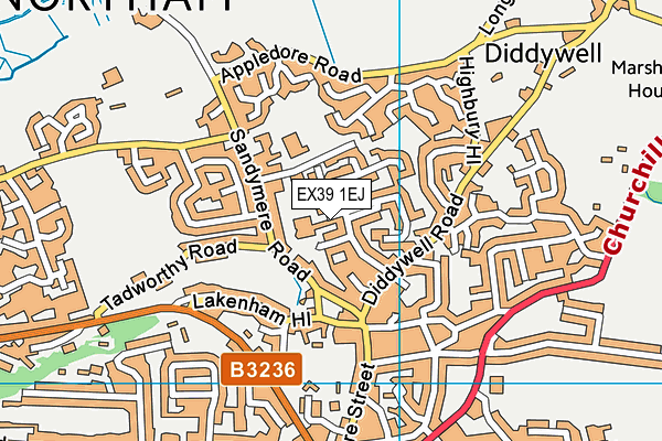 EX39 1EJ map - OS VectorMap District (Ordnance Survey)