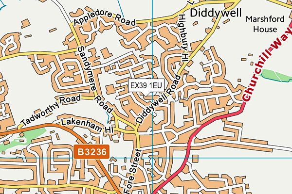 EX39 1EU map - OS VectorMap District (Ordnance Survey)