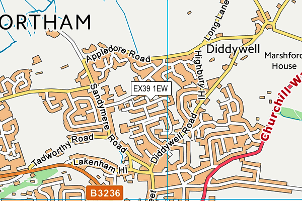 EX39 1EW map - OS VectorMap District (Ordnance Survey)