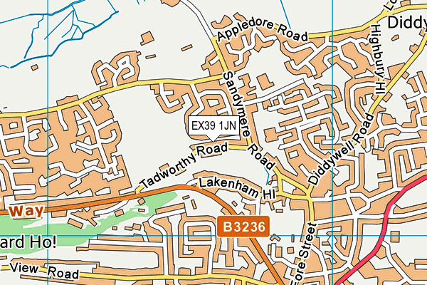 EX39 1JN map - OS VectorMap District (Ordnance Survey)