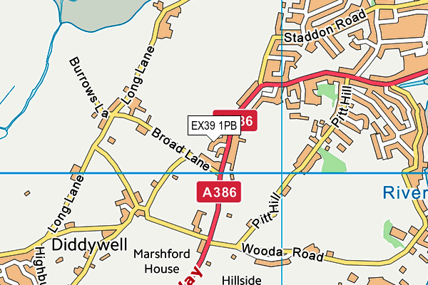 EX39 1PB map - OS VectorMap District (Ordnance Survey)